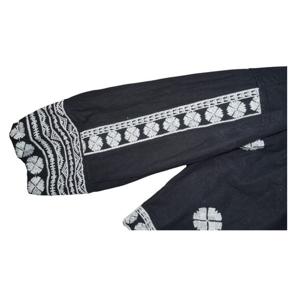 Zara Black Embroidered Button Front Jacket Women’s Size S Boho Folk Western - Picture 6 of 9